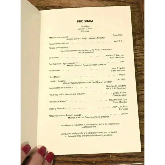 VTG Millikan High School Class of 1977 Graduation Program Aries Vespers Ephemera - Picture 2 of 3
